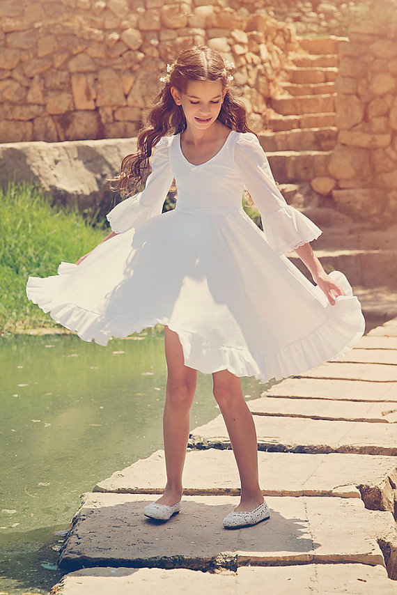 First Communion Dress Girls and Toddlers Wedding Dress White Bohemian Kids Wedding Party Gown, White;blue
First Communion Dress Girls and Toddlers Wedding Dress White Bohemian Kids Wedding Party Gown, White;blue