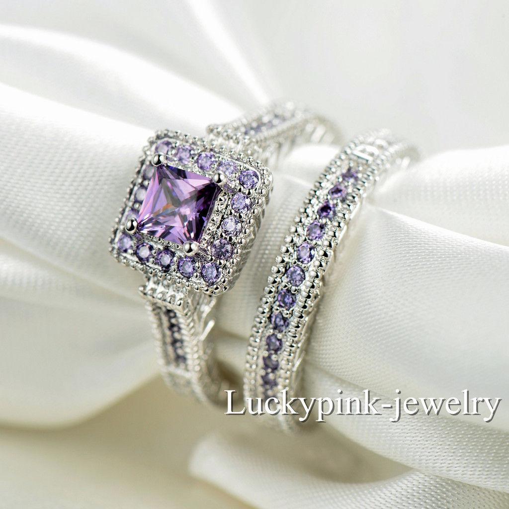 Size 6-10 Retro Jewelry 10kt white gold filled Amethyst Simulated Diamond gem women wedding simulated Diamond Wedding Women Ring set gift, Silver
Size 6-10 Retro Jewelry 10kt white gold filled Amethyst Simulated Diamond gem women wedding simulated Diamond Wedding Women Ring set gift, Silver