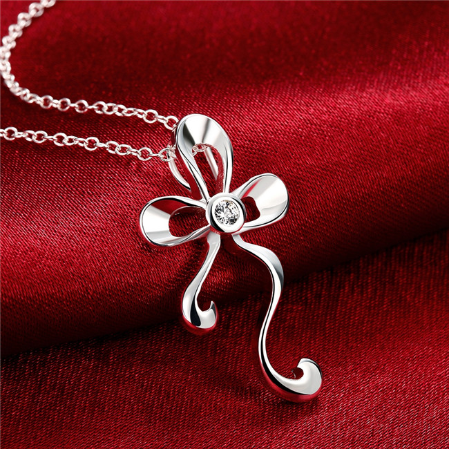 Best gift women's flower shape Pendant Necklace white gemstone sterling silver necklace STSN697,brand new fashion 925 silver necklace