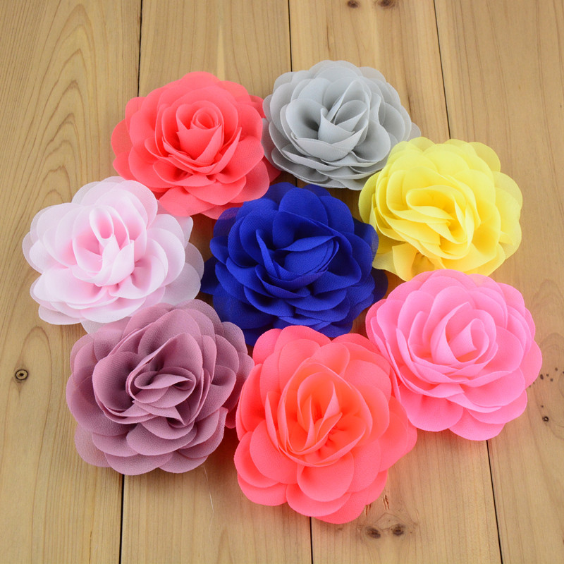 8cm chiffon fabric rose flower with alligator clip for baby hair accessory 24pcs/lot