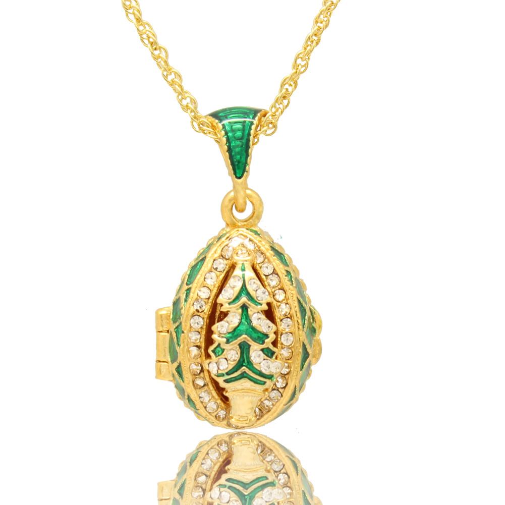Christmas tree locket pendant Necklace Faberge Egg pendant Handcrafted with Enamel colors russian style for Easter day, Silver
Christmas tree locket pendant Necklace Faberge Egg pendant Handcrafted with Enamel colors russian style for Easter day, Silver