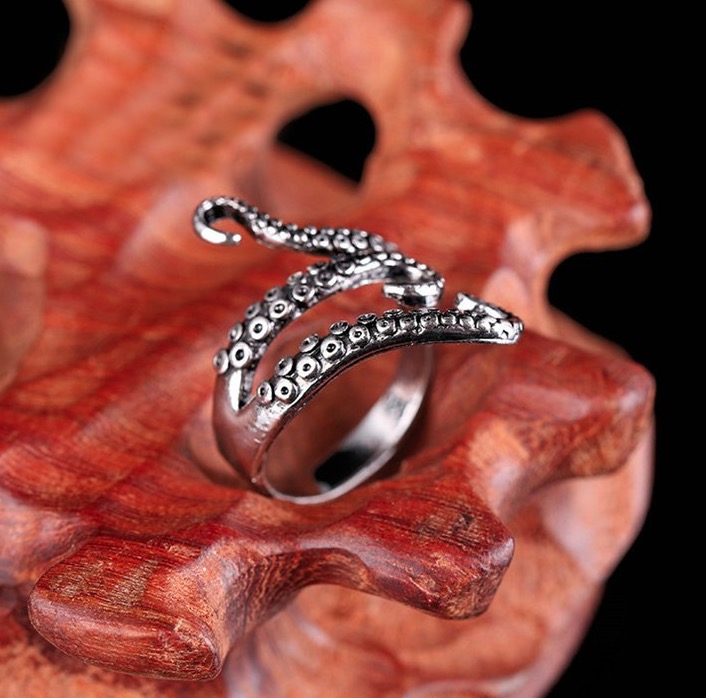 Band Rings Zinc Alloy Punk Style Squid Octopus Ring New Men's Jewelry Animal Opened Adjustable Finger Ring for MChristmas gift for women