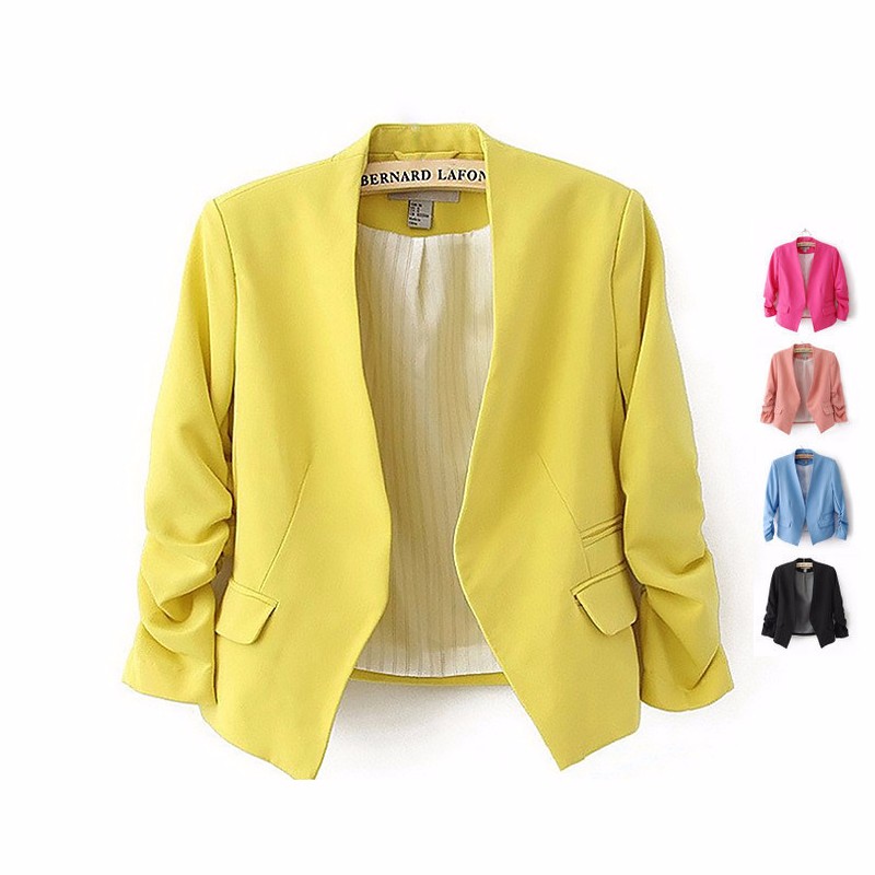Hot Sale No Button Women Jackets 2016 Autumn Women's Fashion Candy Color Solid Suit Coat Jacket Chaquetas Mujer Casaco Feminino
Hot Sale No Button Women Jackets 2016 Autumn Women's Fashion Candy Color Solid Suit Coat Jacket Chaquetas Mujer Casaco Feminino