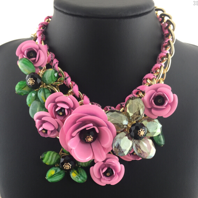 Beautiful Flowers Chocker Statement Necklace Big Flowers Pendant Vintage Bib Choker Necklace Fashion Grace Princess Wedding Women Jewelry