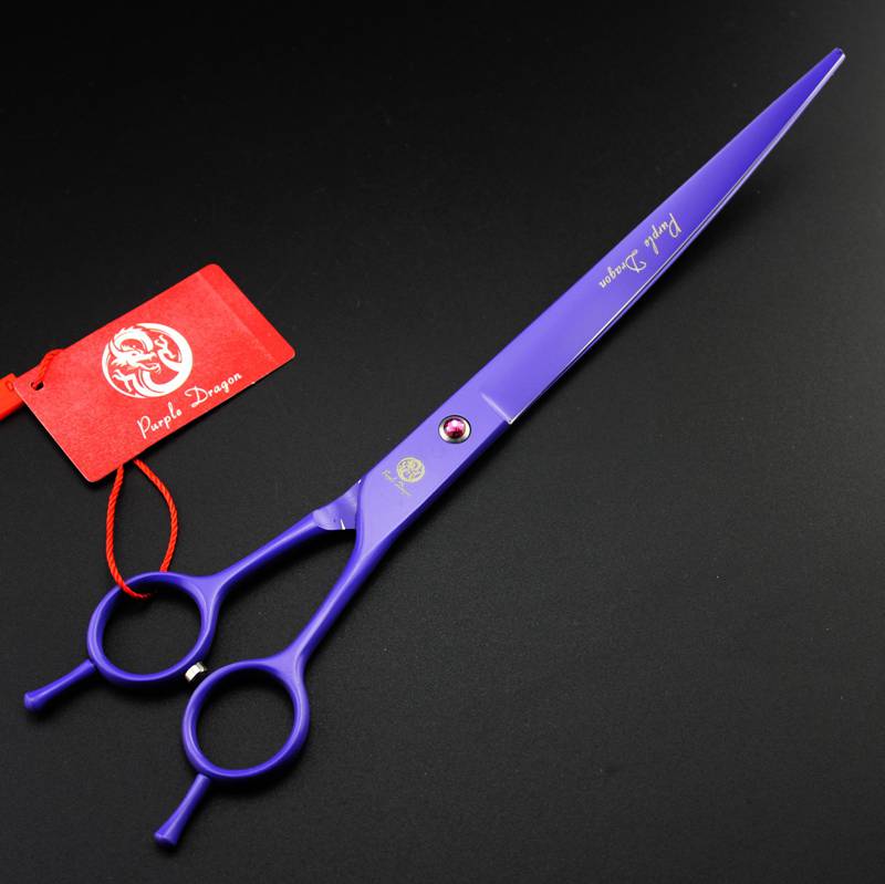 top quality with leather case purple dragon 9.0" professional hair cutting scissors Pet hair scissors Curved scissors 62HRS 9CR