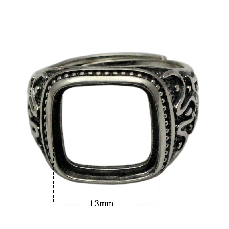 Beadsnice Vintage Style Rings Thailand Silver Ring Setting 925 Sterling Silver Square Ring Base Wholesale Adjustable ID 34108