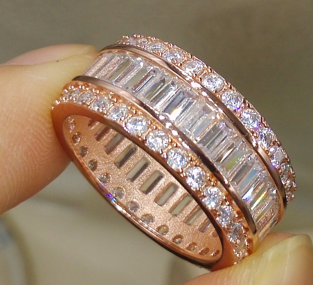 Size 5/6/7/8/9/10 New Luxury Jewelry 925 Sterling Silver Yellow Gold Plated Princess Gemstones Topaz Women Wedding Band Ring for Love gift