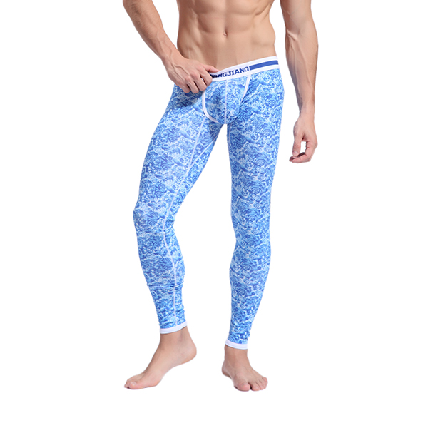 Wholesale-Men's Soft Long Johns Pants Thermal Pants Cotton Pattern Printed Underwear S-XL