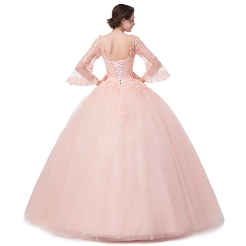 2017 Fashion Scoop Backless Lace Ball Gown Quinceanera Dresses with Appliques Sequin Plus Size Sweet 16 Dresses Vestido Debutante Gowns BQ39