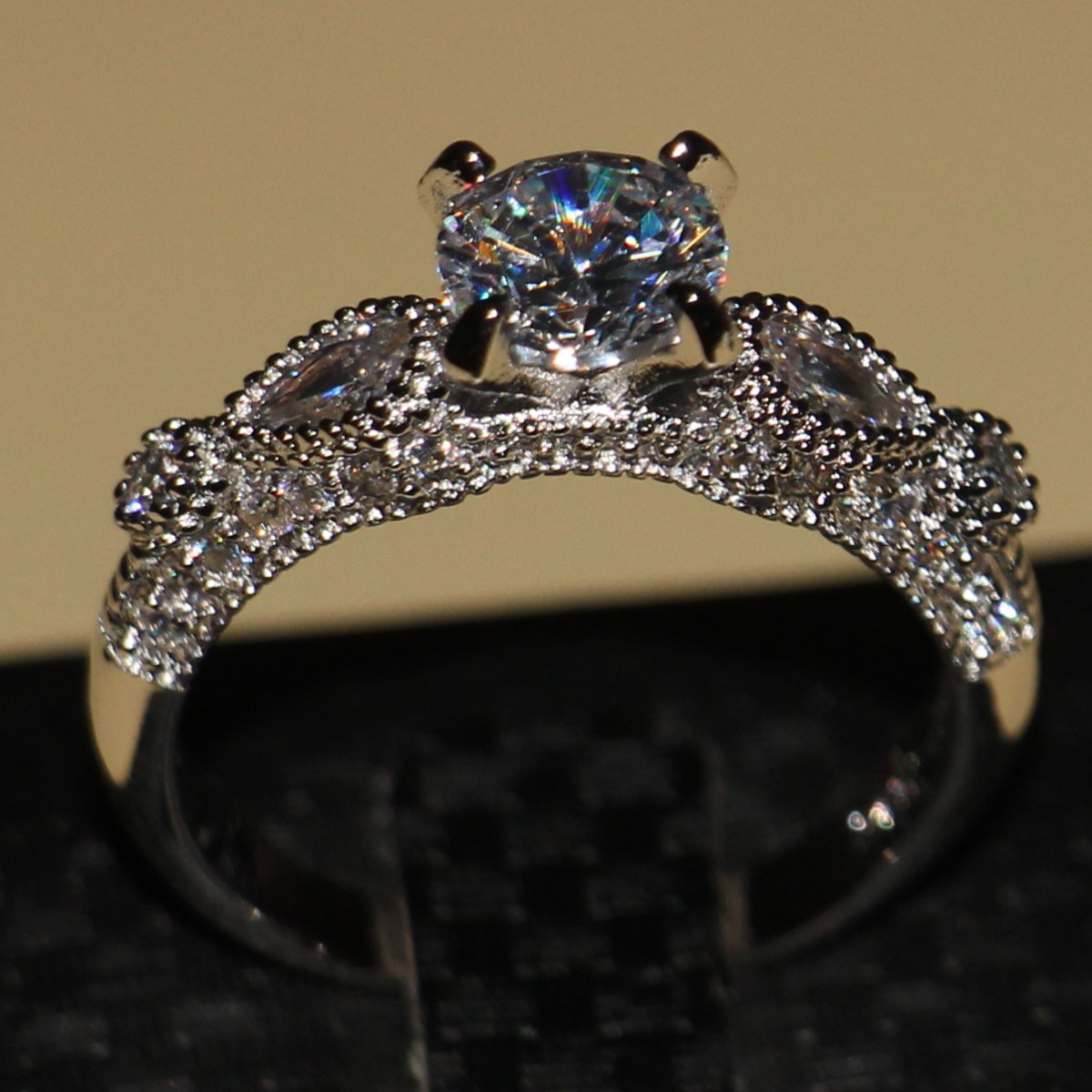 Stunning Sterg Sier Round Cut White Sapphire CZ Dia Women's Wedding Ring Set (Size 5-11)