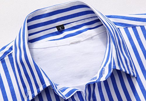 Wholesale-NQ Men's Vertical Stripe Short Sleeve Korean Button Shirts