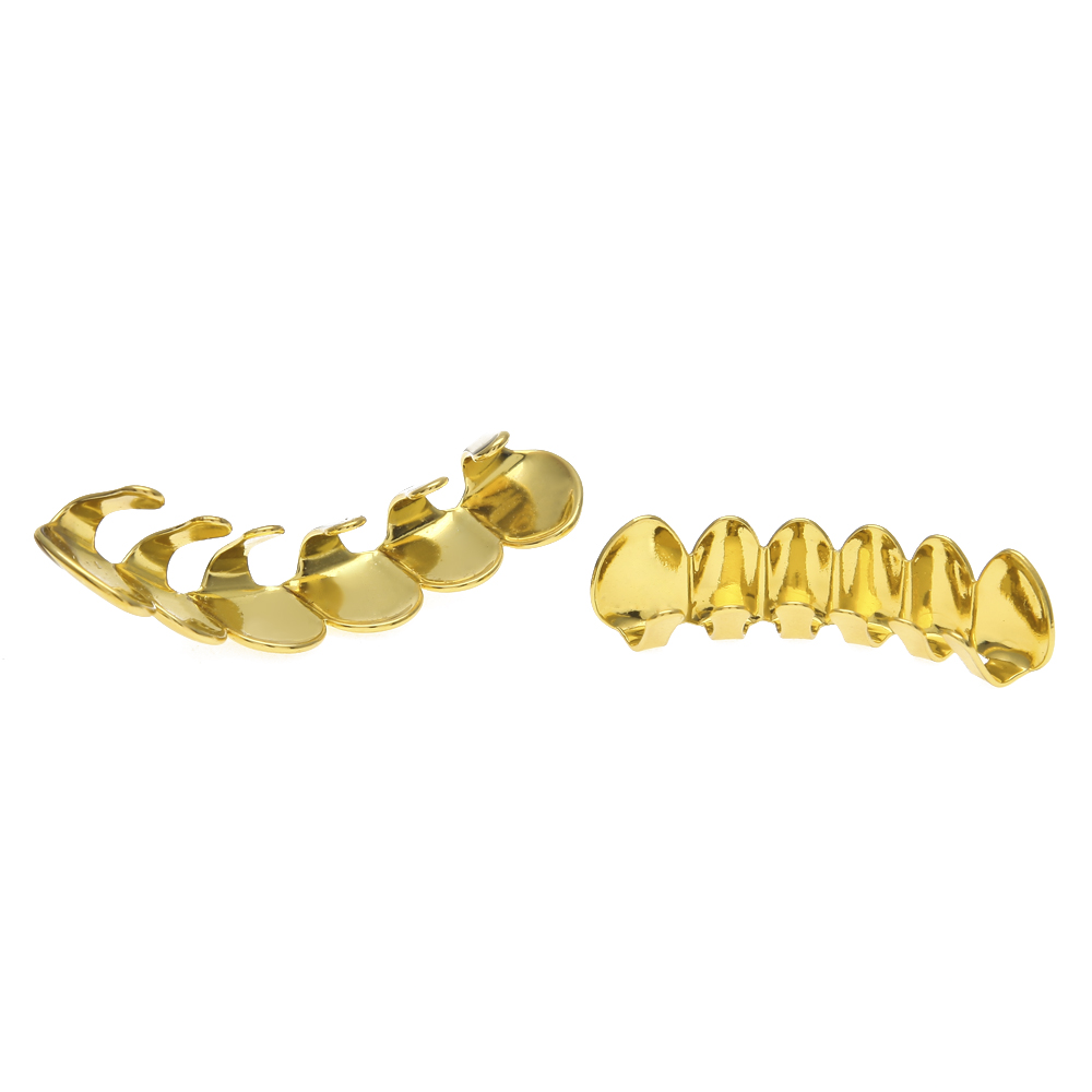 New Fit Gold Silver Plated Hip Hop Teeth Grillz Caps Top Bottom Grill Set for Men