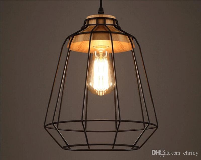 Retro Loft Led Industrial Pendant Lamp Wooden Chandelier Lighting for Restaurant Bar Coffee Kitchen Home Decoration
