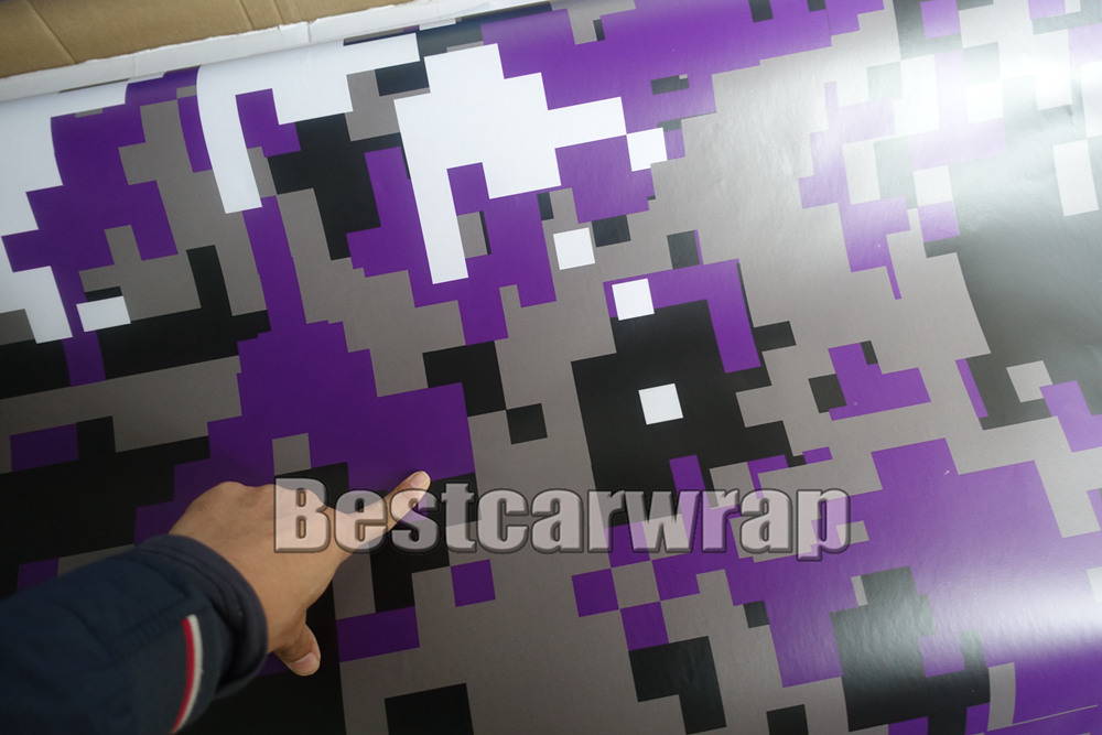 Purple Pixel Camo Vinyl Car Wrap Film With Air Rlease Digital Camouflage Truck wraps covering Purple camo film styling Foil 1.52x30m/Roll