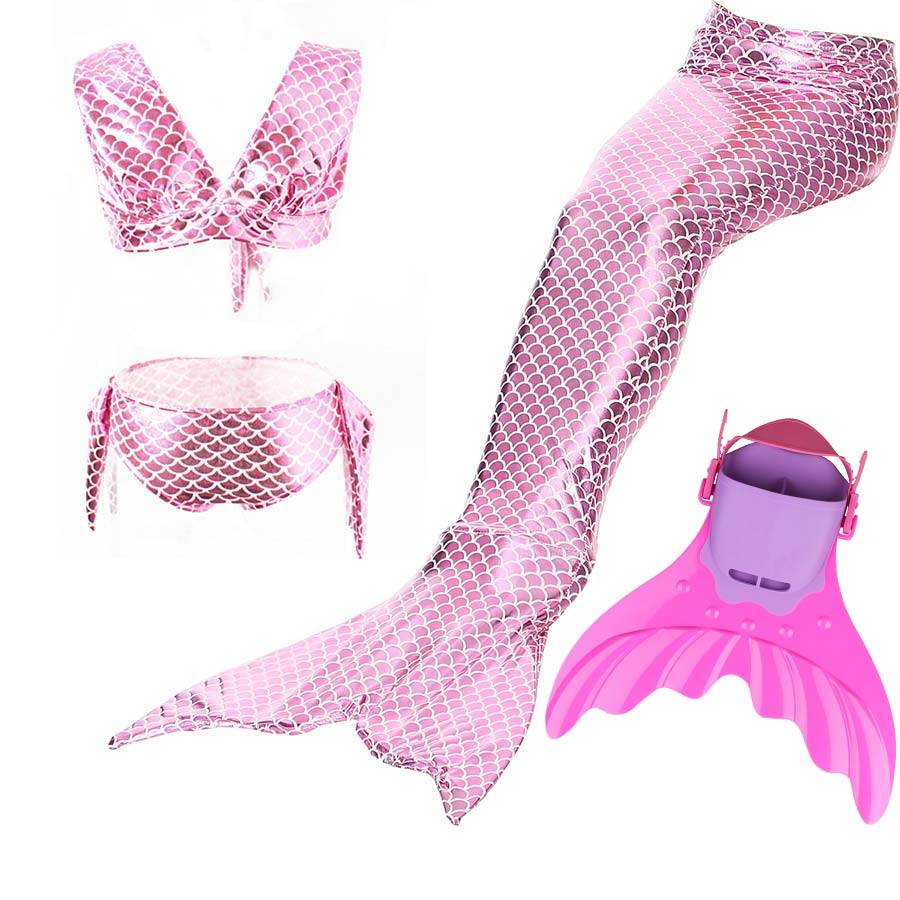 24 Colors 4pcs Set Children Baby Kids Swimming Mermaid Tail with Monofin Costume Cosplay Outfit Clothing for Girls Mermaid Tails Swimming