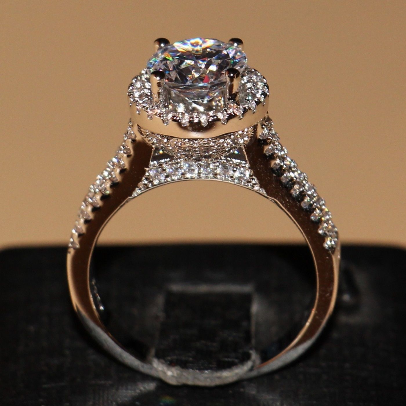 Victoria Wieck Pave setting Vintage Jewelry 925 Sterling silver Round Topaz Simulated Diamond Wedding Engagemet Rings for Women Size 5-11