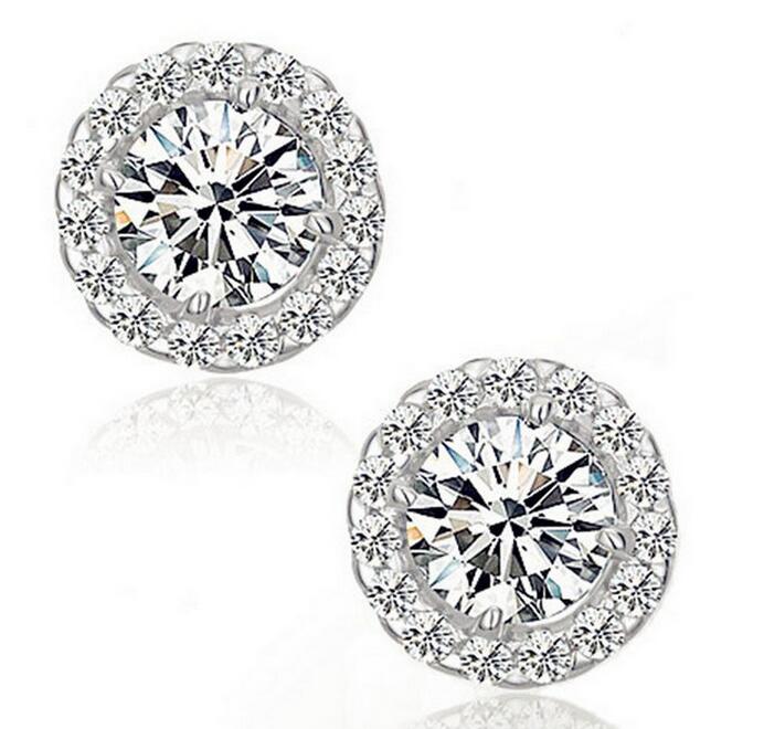 S sterling sier round stud earrings big stone shining crystal bling dia designer love earring earings ear rings for women wedding jewelry