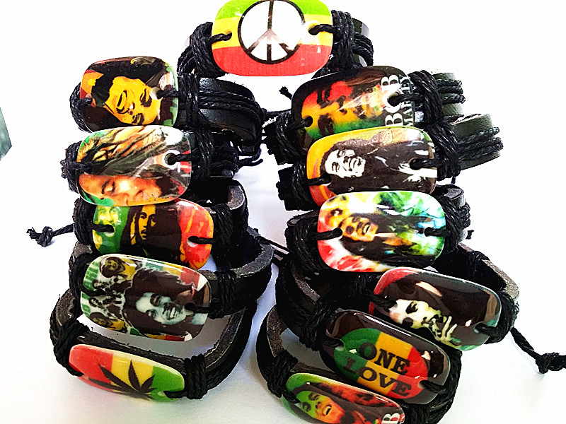 Brand New 24PCs Bob Marley Jamaica Reggae Rasta Fashion Black Leather Bracelets men's women's wholesale lots, Golden;silver
Brand New 24PCs Bob Marley Jamaica Reggae Rasta Fashion Black Leather Bracelets men's women's wholesale lots, Golden;silver