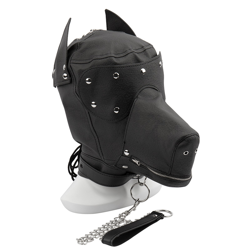 Fetish PU Leather Dog Mask Head Harness Sex Slave Collar Leash Mouth Gag Bondage Hood Blindfold Adult Games Sex Toys for Couples 0701