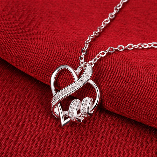 New arrival women's heart shape Pendant Necklace white gemstone sterling silver plated necklace STSN715,hot sale fashion 925 silver necklace