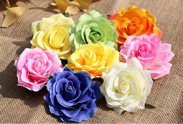 rose heads artificial flowers rose plastic flowers fake flowers head high quality silk flowers free shipping WF008