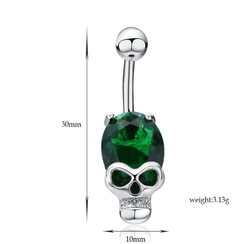 New Personality Jewelry Crystal Human Skeleton Navel Surgical Steel Rhinestone Body Navel Piercing Belly Button Rings Barbells Jewelry