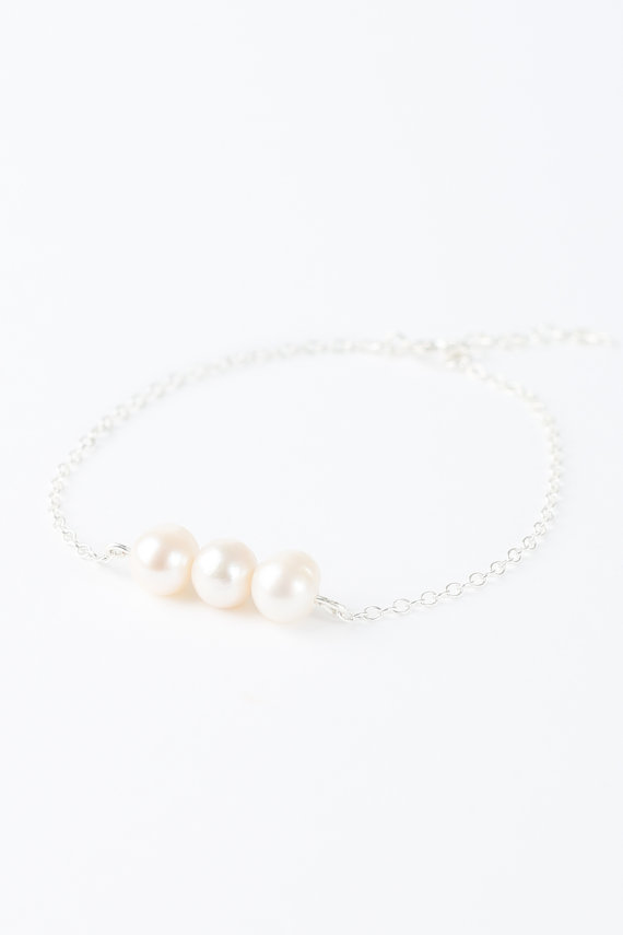 10PCS- B045 Simple Whiet or Ivory Pearls Bracelet Cute Circle Round Pearl Bracelets with Gold Silver Chain for Women Wedding Party
