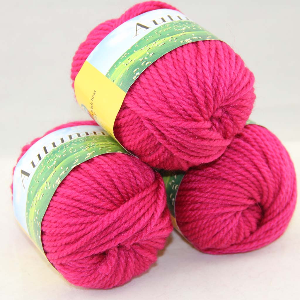 

LOT 3 Balls X 50g Chunky Thick Soft Wool Yarn Hand Knitting Berry Pink 248-213-3, Multi-colored