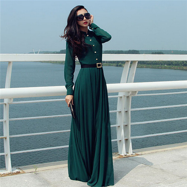Long Sleeve maxi Dress Dark green autumn/winterLong dress Elegant robe ropa mujer vestido longo with belt chiffon dress, Black;gray
Long Sleeve maxi Dress Dark green autumn/winterLong dress Elegant robe ropa mujer vestido longo with belt chiffon dress, Black;gray