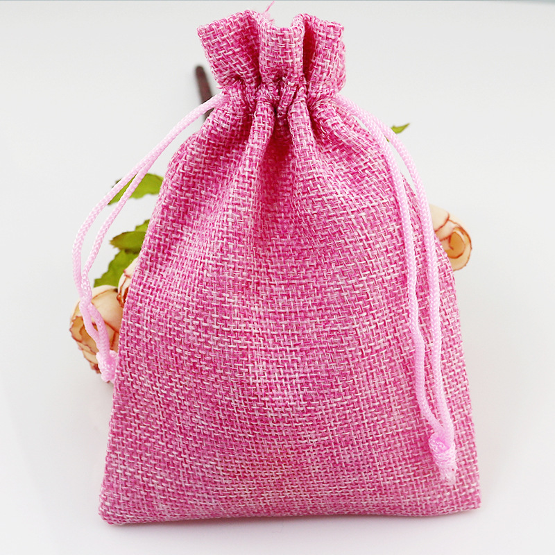 100pcslot Natural Burlap Linen cotton Fabric jewelry Bags Drawstring Gift Pouch Wedding Jewelry Pouches 79cm 12 colors