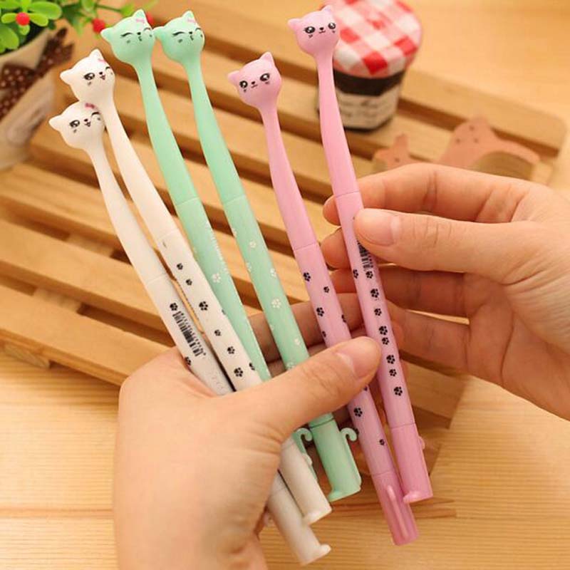 Sell Well 20pcs/lot Cartoon Cat Black Ink Pen Ball Point Pen Gel Pens School Office Supplies Fashion Cute Gift Decorations Pen Papelaria