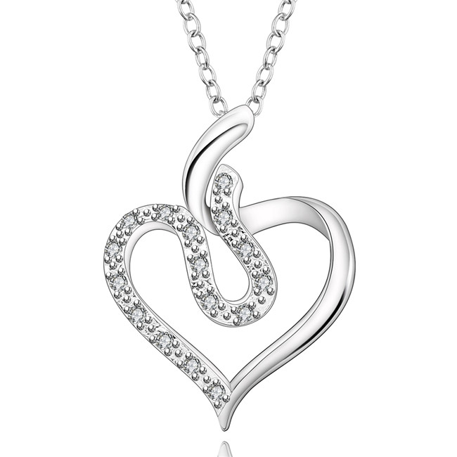 New arrival women's heart shape Pendant Necklace white gemstone sterling silver necklace STSN641,hot sale fashion 925 silver necklace