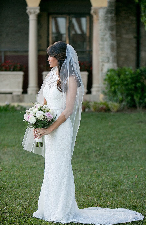 New Best Sale One Layer Fingertip Length White Ivory Cut Edge Veil Bridal Head Pieces For Wedding Dresses