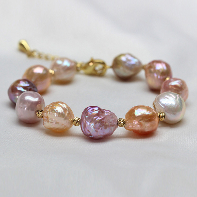 Charm Bracelet Pearl Jewelry 925 Sterling Silver Baroque Pearl Bracelet Natural Freshwater Pearl Bracelet For Women