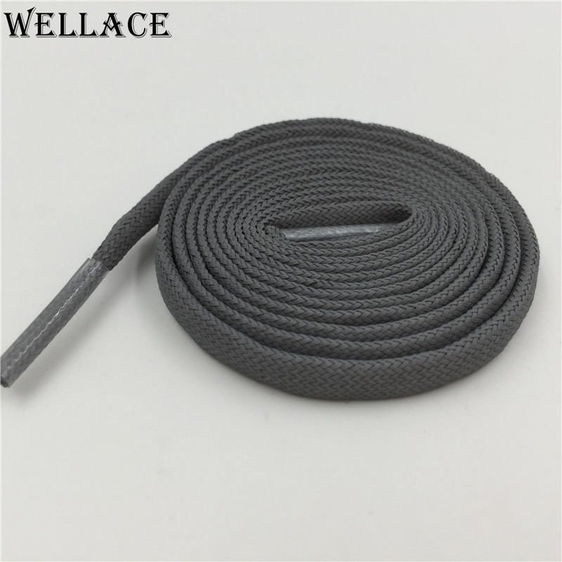 Wellace Solid Pure Color 3M reflective shoelaces Round flat safety shoe lace plastic tips latchet ropelaces 120cm for Sport Shoes Decoration