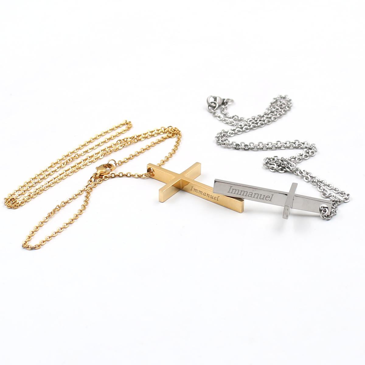 2 color Silver gold choose Fashion Punk Hip-Hop Style stainless steel Cross pendant necklace free with chain 24 inch for Men woemn