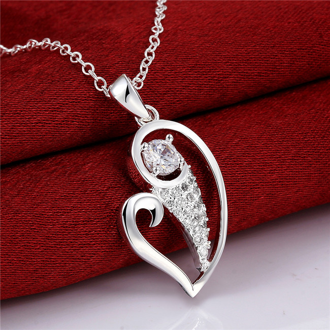 Best gift women's flower shape Pendant Necklace white gemstone sterling silver necklace STSN697,brand new fashion 925 silver necklace
