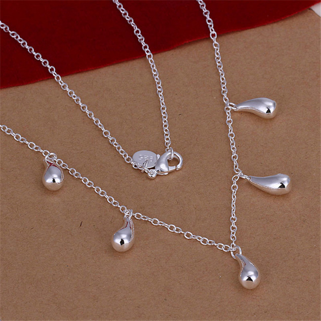 Best gift Five water drop necklace hanging plated sterling silver necklace STSN131,wholesale fashion 925 silver Chains necklace factory sale
