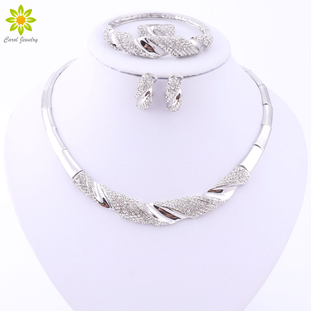Wedding Jewelry Sets For Women Vintage Necklace Earrings Ring Crystal Bracelet Silver Plated Bridal Luxury Jewelry Sets
Wedding Jewelry Sets For Women Vintage Necklace Earrings Ring Crystal Bracelet Silver Plated Bridal Luxury Jewelry Sets
