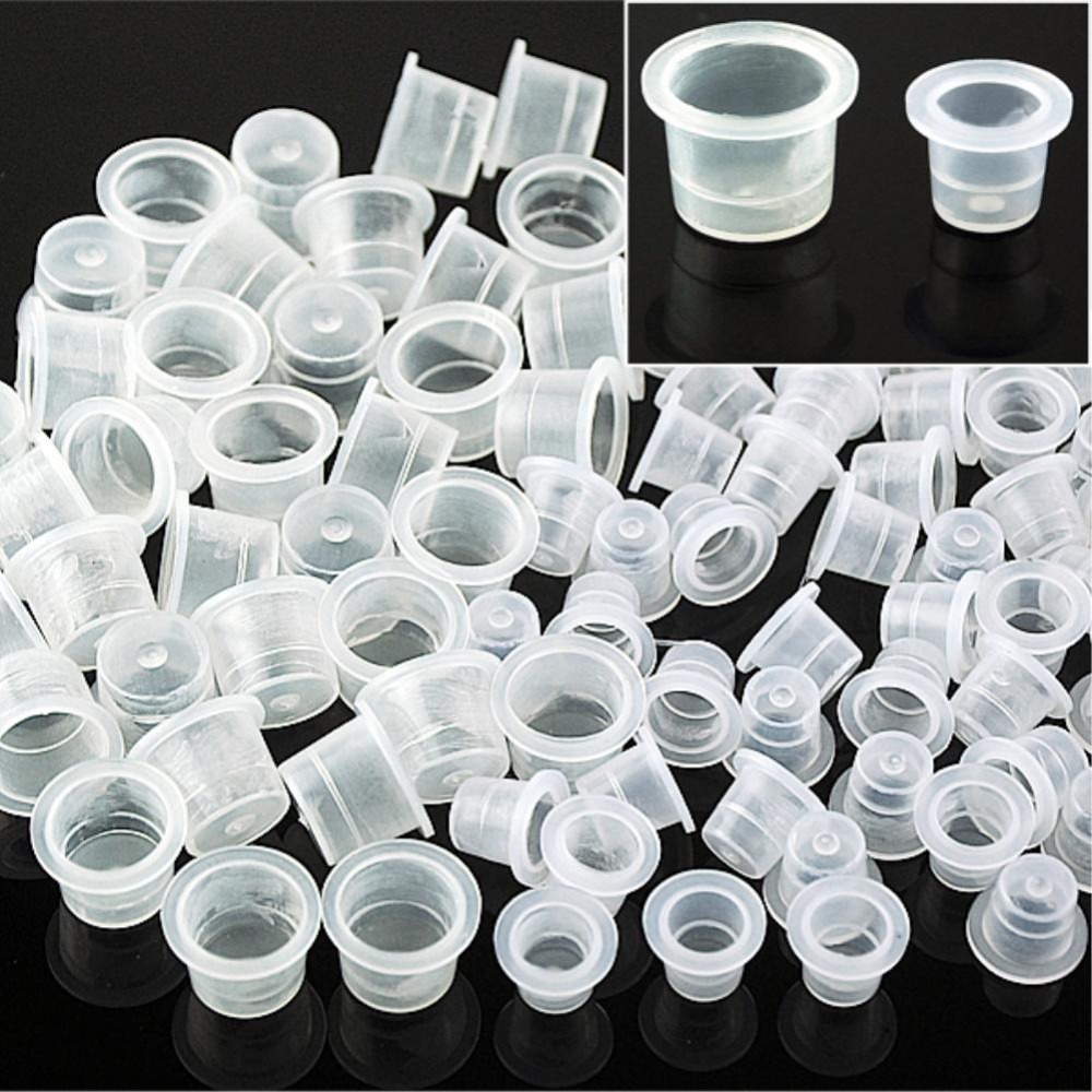 Wholesale 200 Pcs/lot Tattoo Ink Caps Plastic Cups Supplies Medium/Small 16mm/12mm 100Pcs Small Size + Medium Free Shipp1