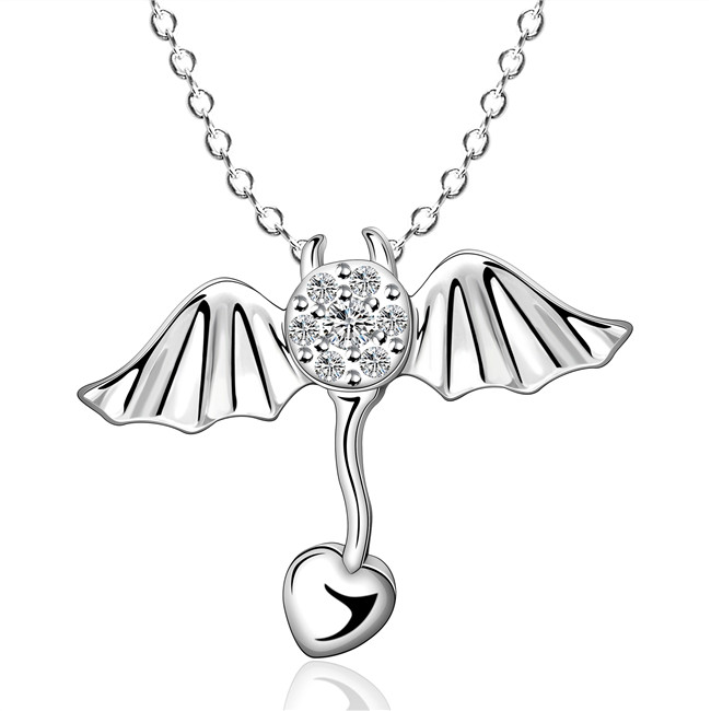 Brand new Angel wings Pendant Necklace white gemstone sterling silver necklace STSN686,fashion 925 silver necklace factory direct sale