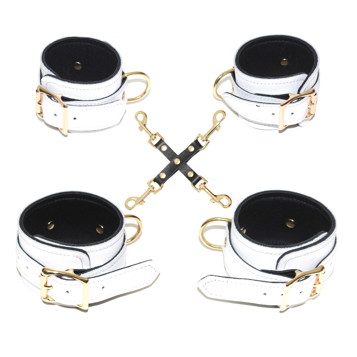 Best quality white real leather bed bondage set bondage gear for women men sex bondage online shop Adult sex products toys