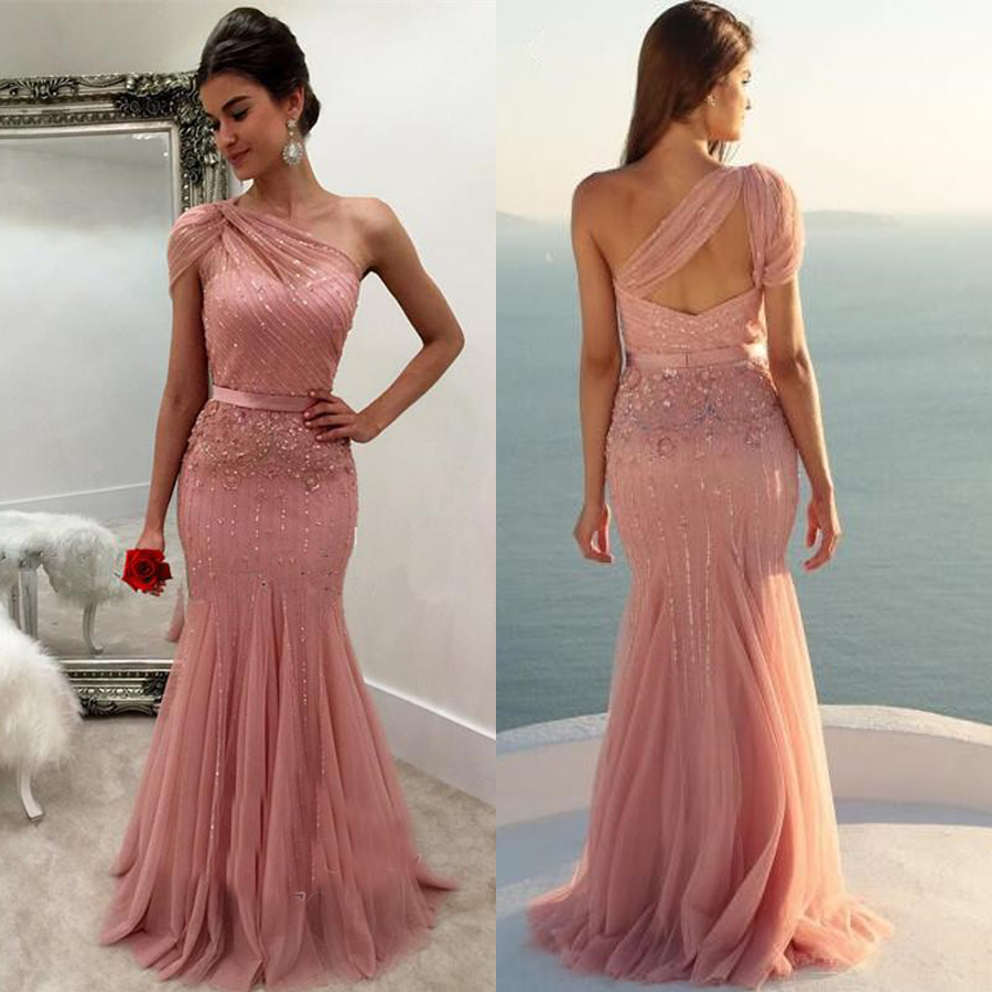 Modest One-Shoulder Mermaid Long Beads Sleeveless Prom Dress Champagne Lace Applique with Crystals Long Evening Dress vestidos cortos de, Water melon
Modest One-Shoulder Mermaid Long Beads Sleeveless Prom Dress Champagne Lace Applique with Crystals Long Evening Dress vestidos cortos de, Water melon