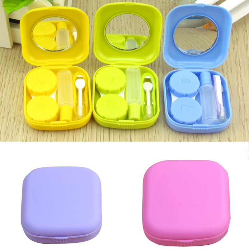 Pocket Mini Contact Lens Case Travel Kit Easy Carry Mirror Container Holder