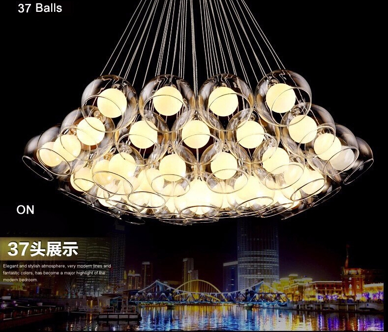 Modern Art Glass Chandelier DIY Glass Ball Pendant Light Fixture G4 Hanging Light for Living Room Bar Restaurant AC85-265V