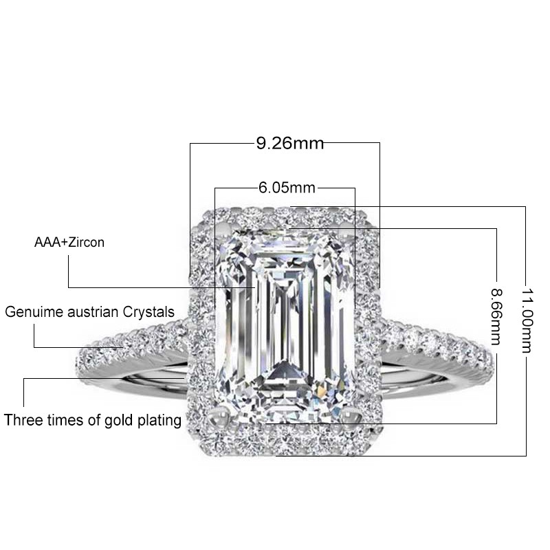 Fashion girl 925 Silver wedding Rings Cut Engagement Ring for Women Wedding Jewelry aneis wholesale free shipping