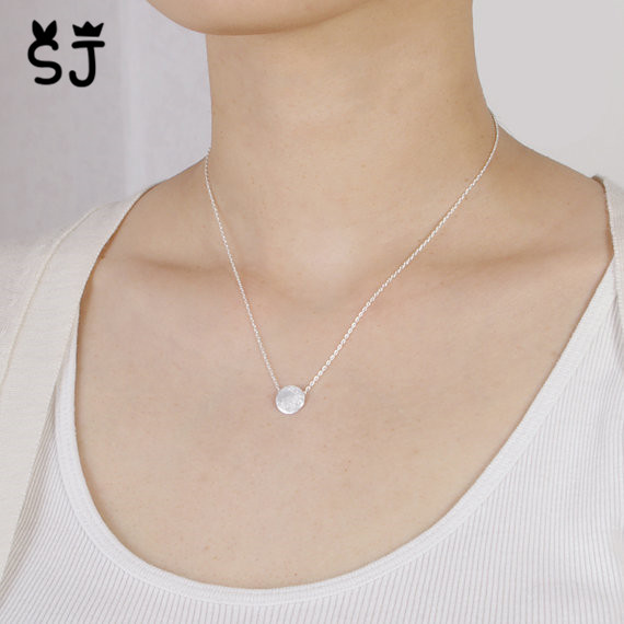 10PCS Brushed Round Circle Necklace Tiny Disk Coin Necklace Geometric Disc Dot Necklace Simple Pie Necklaces for Women
