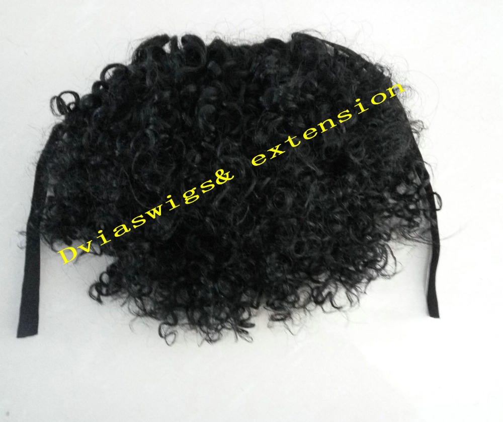 7A GRADE Wrap Around kinky curly Ribbon Ponytail Clip In Human hair Drawstring Pony tail hair pieces For black women
