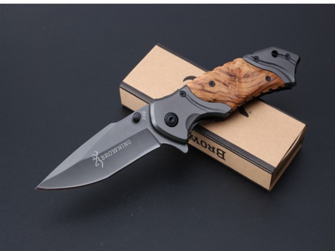 

Collection Browning X49 Fast Open Tactical Folding Knife 5Cr15Mov 57HRC Titanium Wood Handle Hunting Survival Pocket Knife Utility EDC Tools