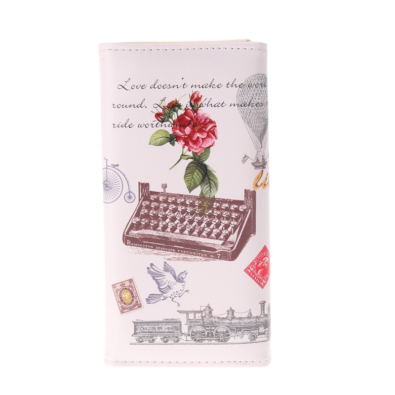 Hot Sale Purse Long Leather Printing Women Wallets Varies Patterns Graffiti Embossed Wallet Vintage PU Holder Wallet Women
